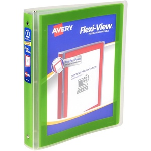 image:imageAvery FlexiView 3 Ring Binder 1 Inch Round Rings 1 Chartreuse Green Binder 17608