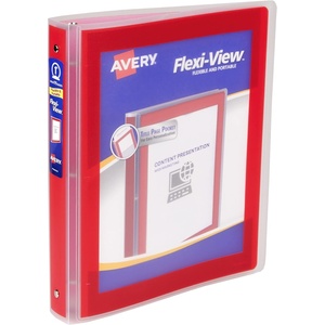 image:imageAvery FlexiView 3 Ring Binder 1 Inch Round Rings 1 Red Binder 17606