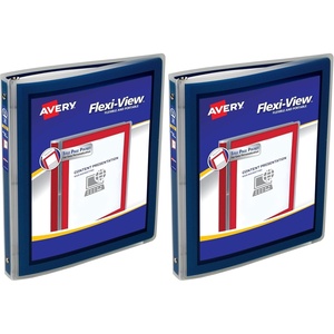 image:imageAvery FlexiView 3 Ring Binder 12 Inch Round Rings 1 Navy Blue Binder 1576605 Pack of 2