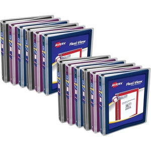 image:imageAvery FlexiView 3 Ring Binders 1 Inch Round Rings Assorted Colors Black Burgundy Navy Blue Pack of 12 Binders 17688