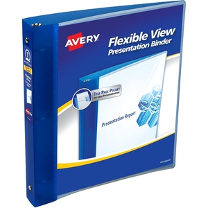 image:imageAvery Flexible View 3 Ring Binder 1 Inch Round Rings 1 Blue Binder 176751 Count Pack of 12