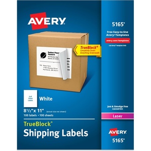 image:imageAvery FullSheet Printable Shipping Labels 85 x 11 Customizable Stickers White 100 Blank Mailing Labels Great for Mailing Shipping Organizing and More 5165Pack of 1