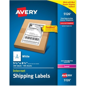 image:imageAvery HalfSheet Printable Shipping Labels 55 x 85 Customizable Stickers White 200 Blank Mailing Labels Great for Mailing Shipping Organizing and More 512655 in x 85 in