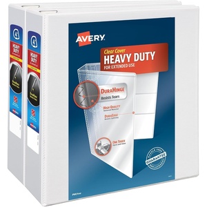 image:imageAvery Heavy Duty View 3 Ring Binder 4 One Touch Slant Ring Holds 85 x 11 Paper 2 White Binders 798754