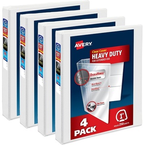 image:imageAvery Heavy Duty View 3 Ring Binders 1 One Touch Slant Ring 250Sheet Capacity 14 Inch Wide Spine Great for Home School Supplies Office or Organization Needs White Binders 4Pack of 79780