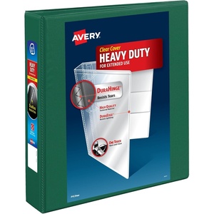 image:imageAvery HeavyDuty View 3 Ring Binder 15 Inch One Touch EZD Rings 400Sheet Capacity 21 Inch Wide Spine Customizable Clear Cover and Spine 1 Green Binder 79108