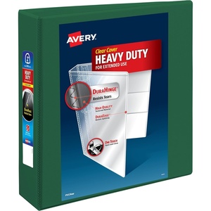image:imageAvery HeavyDuty View 3 Ring Binder 2 Inch One Touch EZD Rings 540Sheet Capacity 28 Inch Wide Spine Customizable Clear Cover and Spine 1 Green Binder 796832 Pack of 6