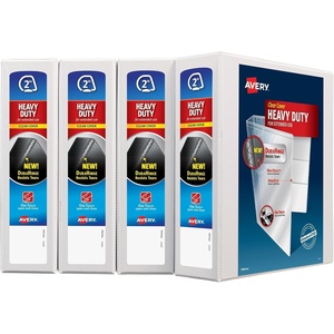 image:imageAvery HeavyDuty View 3 Ring Binder 2 One Touch Slant Rings Holds 85 x 11 Paper 4 White Binders 79790