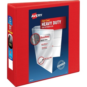 image:imageAvery HeavyDuty View 3 Ring Binder 3 Inch One Touch EZD Rings 35 Inch Spine 1 Red Binder 79325