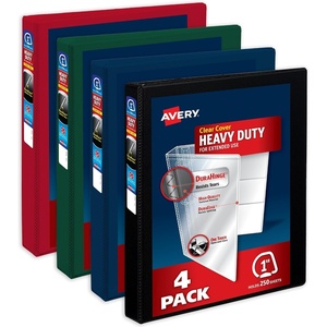 image:imageAvery HeavyDuty View 3 Ring Binders 15 Inch One Touch Slant Rings 375Sheet Capacity Assorted Pastel Colors 4Pack 79634  for School Office Teachers Classrooms amp Home OrganizationAssorted Darks