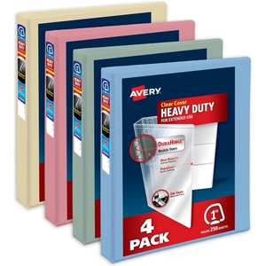 image:imageAvery HeavyDuty View 3 Ring Binders 15 Inch One Touch Slant Rings 375Sheet Capacity Assorted Pastel Colors 4Pack 79634  for School Office Teachers Classrooms amp Home OrganizationAssorted Pastels