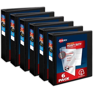 image:imageAvery HeavyDuty View 3 Ring Binders 2 Inch One Touch Slant Rings 530Sheet Capacity DuraHinge 28 Inch Wide Spine Customizable Clear Cover and Spine Black Binders 6Pack of 79692