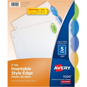 image:imageAvery Insertable Style Edge Plastic Dividers for 3 Ring Binders 8Tab Set Multicolor 1 Set 112015 Tabs