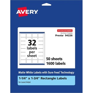 image:imageAvery Matte White Rectangle Labels Sure Feed Technology 125 x 175 800 Matte White Printable Labels1 600 Labels