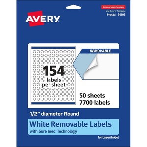 image:imageAvery Matte White Removable Round Labels Sure Feed Technology PrinttoTheEdge 05 Diameter 2310 Removable Labels LaserInkjet Printable7 700 labels