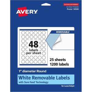 image:imageAvery Matte White Removable Round Labels Sure Feed Technology PrinttoTheEdge 1 Diameter 720 Removable Labels LaserInkjet Printable1 200 labels