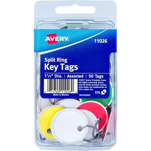 image:imageAvery Metal Rim Key Tags 125 Diameter Tag Metal Split Ring Assorted Colors 50 Tags 11026Pack of 50