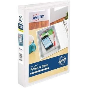 image:imageAvery Mini Durable View Protect amp Store 3 Ring Binder Holds 55 x 85 Paper 1 Round Rings 175Sheet Capacity 14 Inch Wide Spine Includes Fully Enclosed Pocket 1 White Binder 230111 Pack of 12
