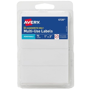 image:imageAvery MultiUse Removable Labels 1 x 3 White NonPrintable 72 Blank Labels Total 6728