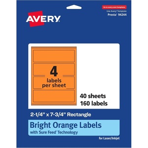 image:imageAvery Printable Rectangle Labels Sure Feed Technology 214 x 734 Bright Orange Labels PrinttoTheEdge LaserInkjet Printable 320 Total Great for Candles and Jars160 labels
