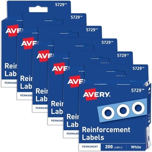 image:imageAvery SelfAdhesive Hole Reinforcement Stickers 14 Diameter Hole Punch Reinforcement Labels White NonPrintable 200 Labels Total 57291 200 labels