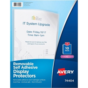 image:imageAvery SelfAdhesive Wall and Door Communication Display Protectors 10 Clear Sleeves 74404