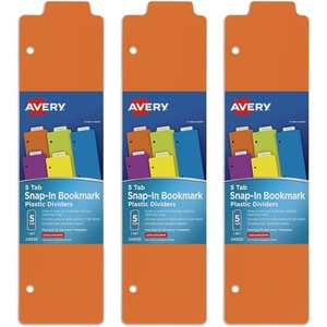 image:imageAvery Snapin Bookmark Plastic Dividers for 3 Ring Binders 5Tab Set Multicolor with White Labels 1 Set 249083 Sets