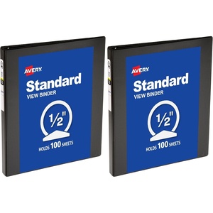 image:imageAvery Standard View 3 Ring Binder 05 Round Rings 100Sheet Capacity 07 Inch Wide Spine 1 Black Binder Ideal for Lightweight Organization and Occasional Referencing 057511 Count Pack of 2