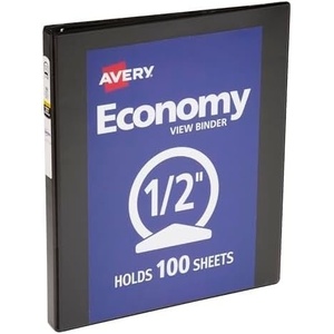 image:imageAvery Standard View 3 Ring Binder 05 Round Rings 100Sheet Capacity 07 Inch Wide Spine 1 Black Binder Ideal for Lightweight Organization and Occasional Referencing 057511 Count Pack of 12