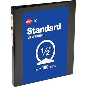 image:imageAvery Standard View 3 Ring Binder 05 Round Rings 100Sheet Capacity 07 Inch Wide Spine 1 Black Binder Ideal for Lightweight Organization and Occasional Referencing 057511 Count Pack of 1