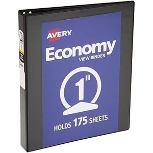 image:imageAvery Standard View 3 Ring Binder 1 Round Rings 175Sheet Capacity 14 Inch Wide Spine 1 Black Binder Ideal for Lightweight Organization and Occasional Referencing 057611 Inch Pack of 12