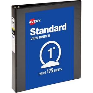 image:imageAvery Standard View 3 Ring Binder 1 Round Rings 175Sheet Capacity 14 Inch Wide Spine 1 Black Binder Ideal for Lightweight Organization and Occasional Referencing 057611