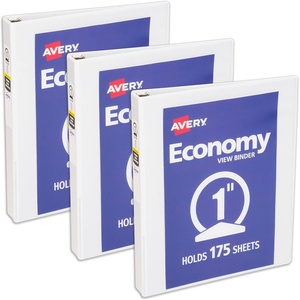 image:imageAvery Standard View 3 Ring Binder 1 Round Rings 175Sheet Capacity 14 Inch Wide Spine 1 White Binder Ideal for Lightweight Organization and Occasional Referencing 057603 Pack