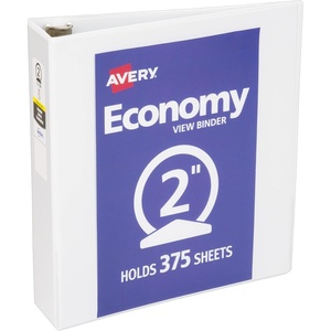 image:imageAvery Standard View 3 Ring Binder 2 Round Rings 375Sheet Capacity 28 Inch Wide Spine 1 White Binder Ideal for Lightweight Organization and Occasional Referencing 057801 Count Pack of 12