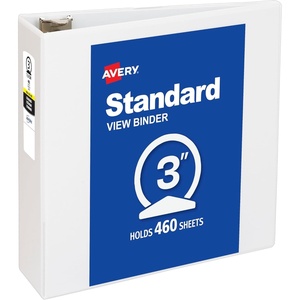 image:imageAvery Standard View 3 Ring Binder 3 Round Rings 460Sheet Capacity 35 Inch Wide Spine 1 White Binder Ideal for Lightweight Organization and Occasional Referencing 05800White