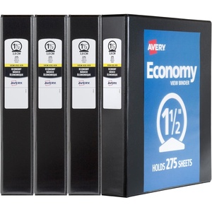 image:imageAvery Standard View 3 Ring Binders 15 Round Rings 275Sheet Capacity 21 Inch Wide Spine Black Binders Ideal for Lightweight Organization and Occasional Referencing 4Pack of 19204