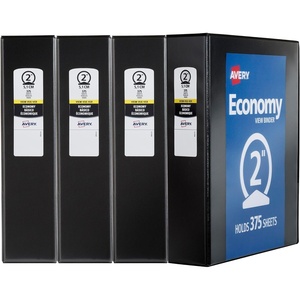 image:imageAvery Standard View 3 Ring Binders 2 Round Rings 375Sheet Capacity 28 Inch Wide Spine Black Binders Ideal for Lightweight Organization and Occasional Referencing 4Pack of 19205