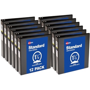 image:imageAvery Standard View 3 Ring Binders 2 Round Rings 375Sheet Capacity 28 Inch Wide Spine Black Binders Ideal for Lightweight Organization and Occasional Referencing 12Pack of 0573015