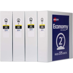 image:imageAvery Standard View 3 Ring Binders 2 Round Rings 375Sheet Capacity 28 Inch Wide Spine White Binders Ideal for Lightweight Organization and Occasional Referencing 4Pack of 192022