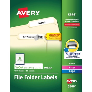 image:imageAvery TrueBlock File Folder Labels 23 x 3716 1500 Printable Labels White Permanent 53660