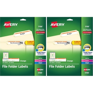 image:imageAvery TrueBlock File Folder Labels 23 x 3716 750 Printable Labels WhiteOrange Permanent 5166One Size Pack of 2