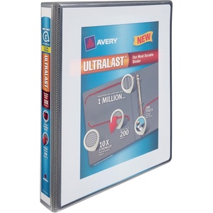 image:imageAvery Ultralast 3 Ring Binder 1 Inch Slant Rings 1 White Binder 79744