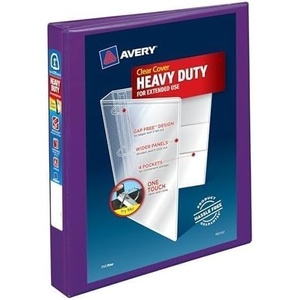image:imageAveryR HeavyDuty View 3 Ring Binder 1 OneTouch EZDR Rings 1 Purple Binder 797711 Pack of 12
