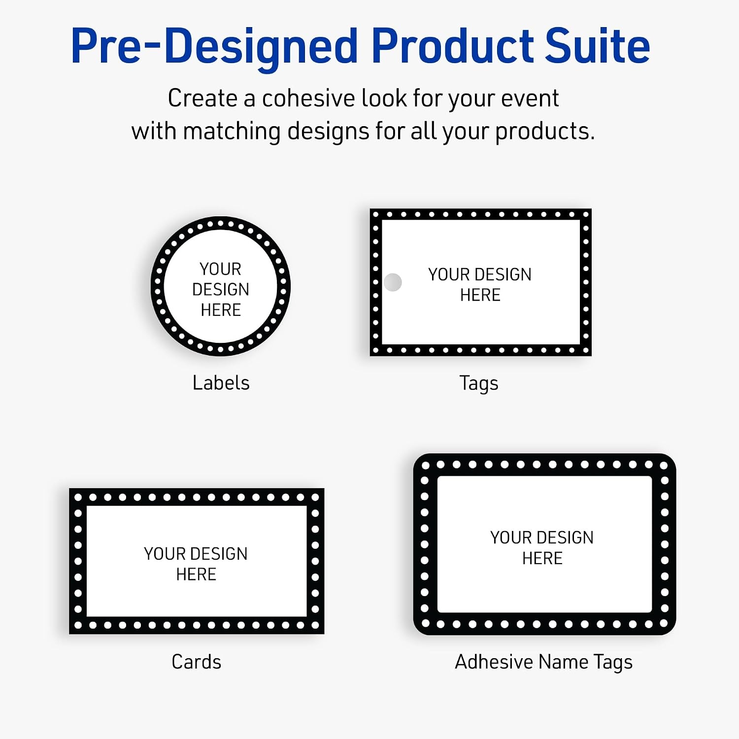 image:imageAvery Printable Adhesive Name Tags 213 x 338 Matte White with Double Black Border Design Removable Laser amp Inkjet Compatible 80 Total Great Name Badges for Weddings amp EventsBlack  White Polka Dots