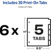 image:imageAvery Double Reverse Collated Tab Dividers Unpunched for Most Binding Systems Printable with HighSpeed Copiers and Offset Presses White 5 Tabs per Set 30 Sets of 204059 x 11 inches