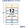 image:imageAvery Durable Labels for Kids Gear 34 x 134 Assorted Border Colors WaterResistant Labels 60 Total 4144234 in X 134 in Pack of 2