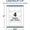 image:imageAvery Matte White Rectangle Labels Sure Feed Technology 2 x 6 100 Matte White Printable Labels400 Labels