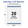 image:imageAvery Outdoor Waterproof Round Labels with Sure Feed Technology 15 Diameter White Film PrinttotheEdge Compatible with Laser Printers 1000 Labels Total2 000 labels