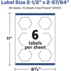 image:imageAvery Printable Durable White Hexagon Labels Sure Feed Technology 212 x 25764 PrinttotheEdge Waterproof Labels Laser amp PigmentBased Inkjet Compatible 60 Total60 labels