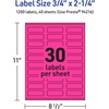 image:imageAvery Printable Rectangle Labels Sure Feed Technology 34 x 214 Neon Magenta Labels PrinttoTheEdge LaserInkjet Printable 1200 Total Great for Mailing1 200 labels
